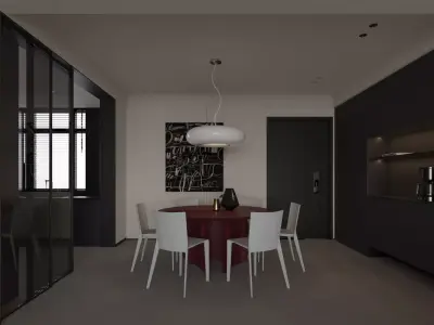 Modern living room dining room interior scenes  3D model