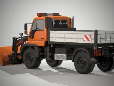 Unimog U500 Front Loader Truck Low-poly 3D model