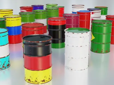 Steel Drum Gas - Barrel - Tambor de Gasolina 3D model