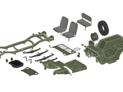 SUV body Jeep Willys scale 1 to 18 3D print model