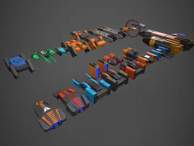 SciFi Hover Car Collection Low-poly 3D model