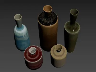 Ceramic Vases Set 3 by Berndt Friberg 3D model