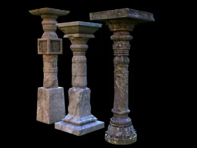 temple old pillar 3D model