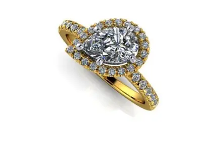 Modern Halo Cross TearDrop Solitaire Engagement Wedding Band 3D print model