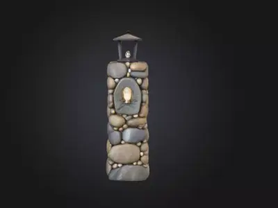 Stone Lantern Pillar Low-poly 3D model
