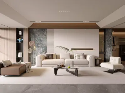 Modern living room 3D model 3D model