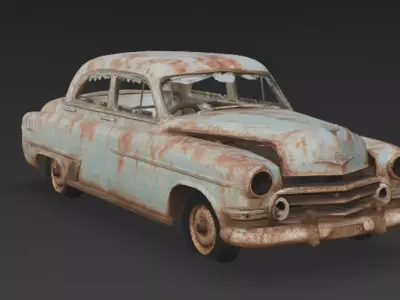 Abandoned Rusty Car 3D Model PBR Low-poly 3D model