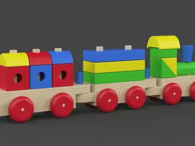 Wooden Toy Train 3D model