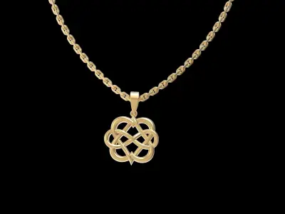 Interwoven Floral Heart Pendant Free 3D print model