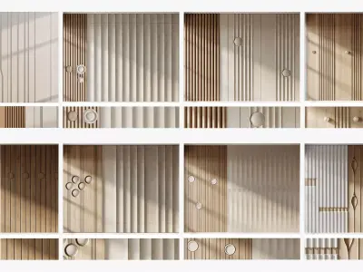 Collection of 8 wall panels 3D model