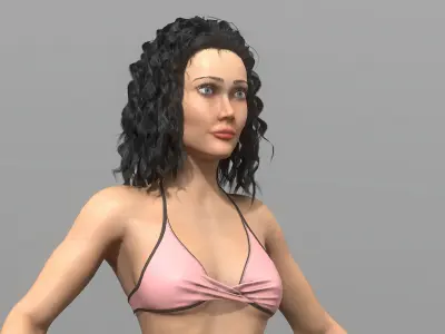 rigged low poly model of woman  Low-poly 3D model