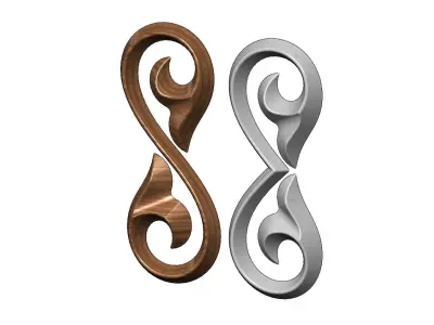 Floral scroll decoration element relief 3D print model