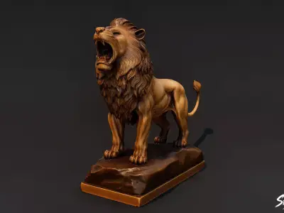 Lion Statue V7 Low-poly 3D model