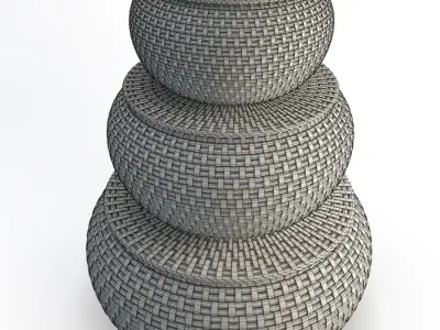 Rattan Braided Baskets 3D model