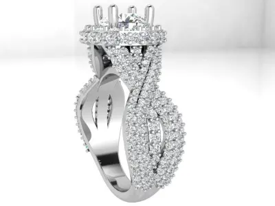 Round Halo Twisted Ring 3966 3D print model