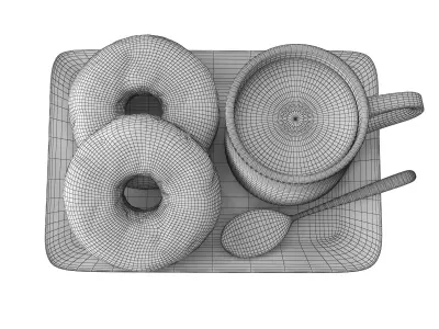 Donuts With Coffee Cup 3D model
