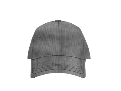 Dark Grey Corduroy Fabric Cap 3D model