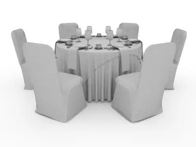 Banquet Table and Chair 26 3D model