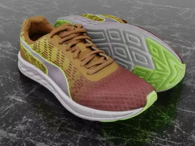 PUMA 3D SHOES - YELLOW Low-poly 3D model