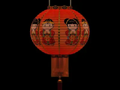 Chinese red lantern 3D model 4