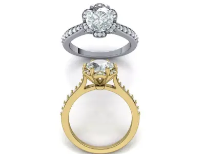 Paradise Design Spring ring with 7mm round stone N10320 3D print model