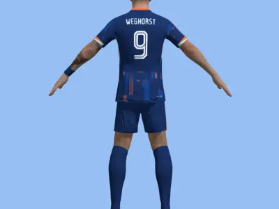 T-Pose Rigged Weghorst Netherlands Euro 2024 3D model