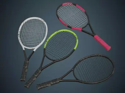 Tennis Racquet 1B Low-poly 3D model
