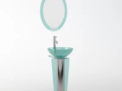 Fresca Vitale Modern Glass Bathroom Vanity With Mirror 3D model