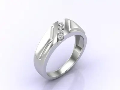 Print Ready STL 3DM  Gents Rings Diamond Men Ring  3D print model 198