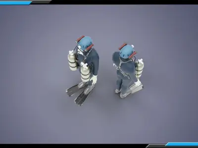 DIVER MAN BASE MESH MODEL Low-poly 3D model