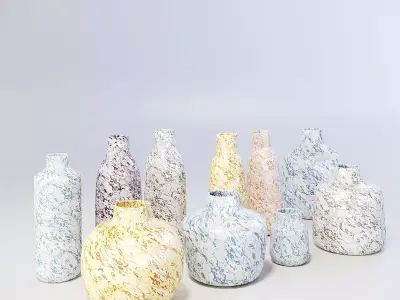 Capiz pulp Kinta vases collection 3D model