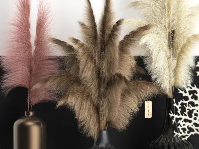 dry reed shelf decor collection 3D model