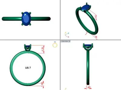 Oval Solitaire Ring Printable model 3dmodel  3D print model