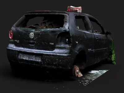 abandoned car wreck PBR photogrammetry Free low-poly 3D model