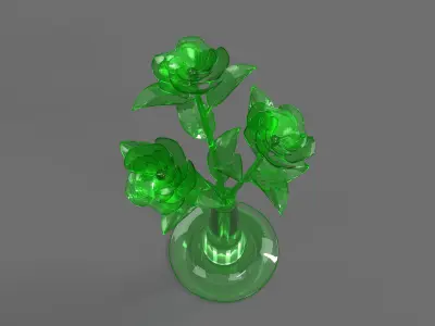 Glass Flower Showpiece Red 3D model