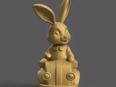 Bunny in Truck pot planter candy bowl candle holder urn 3D print model