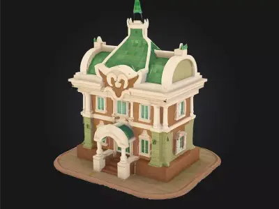 Bank Building Illustration 3D model