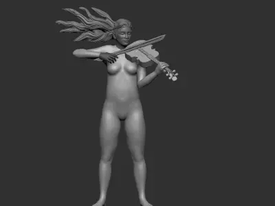Hot female playing violin - nsfw 3D print model