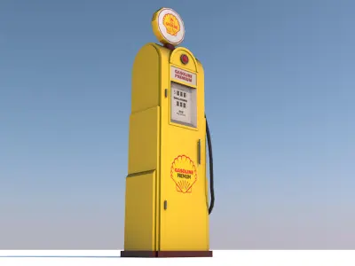 3 Fuel Gas Pump Station - Game Ready Low Poly  Low-poly 3D model