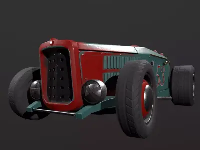 Hot rod Low-poly 3D model