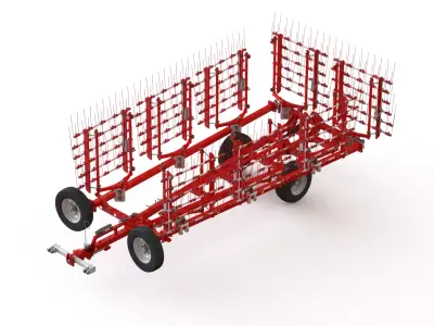 WG 0009 - Complete range of 3 semi-mounted flexible tine harrow 3D model