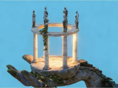 a miniature ancient Greek temple 3D model