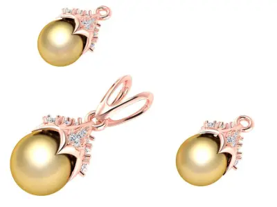 Pearl Pendant and Earrings 3D print model