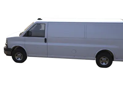 PBR Classic Van White Game ready Low-Poly Low-poly 3D model