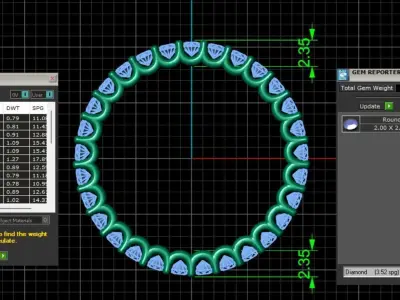 U Shaped Eternity Ring 2mm stone size swiss 11 and EU51 3D print model
