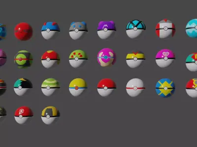 Pokeballs pokemon ball Free 3D model
