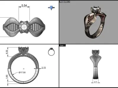 Luxury diamond engagement ring unique design 3D print model