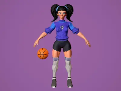 Basket girl Low-poly 3D model