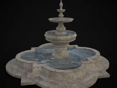 Large Stone Water Fountain Low-poly 3D model