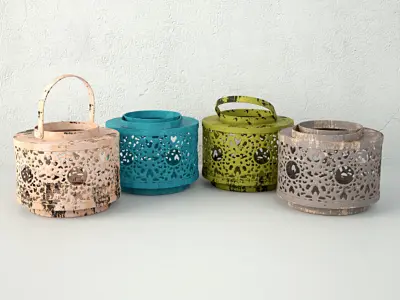 Tin Lantern Set 3D model